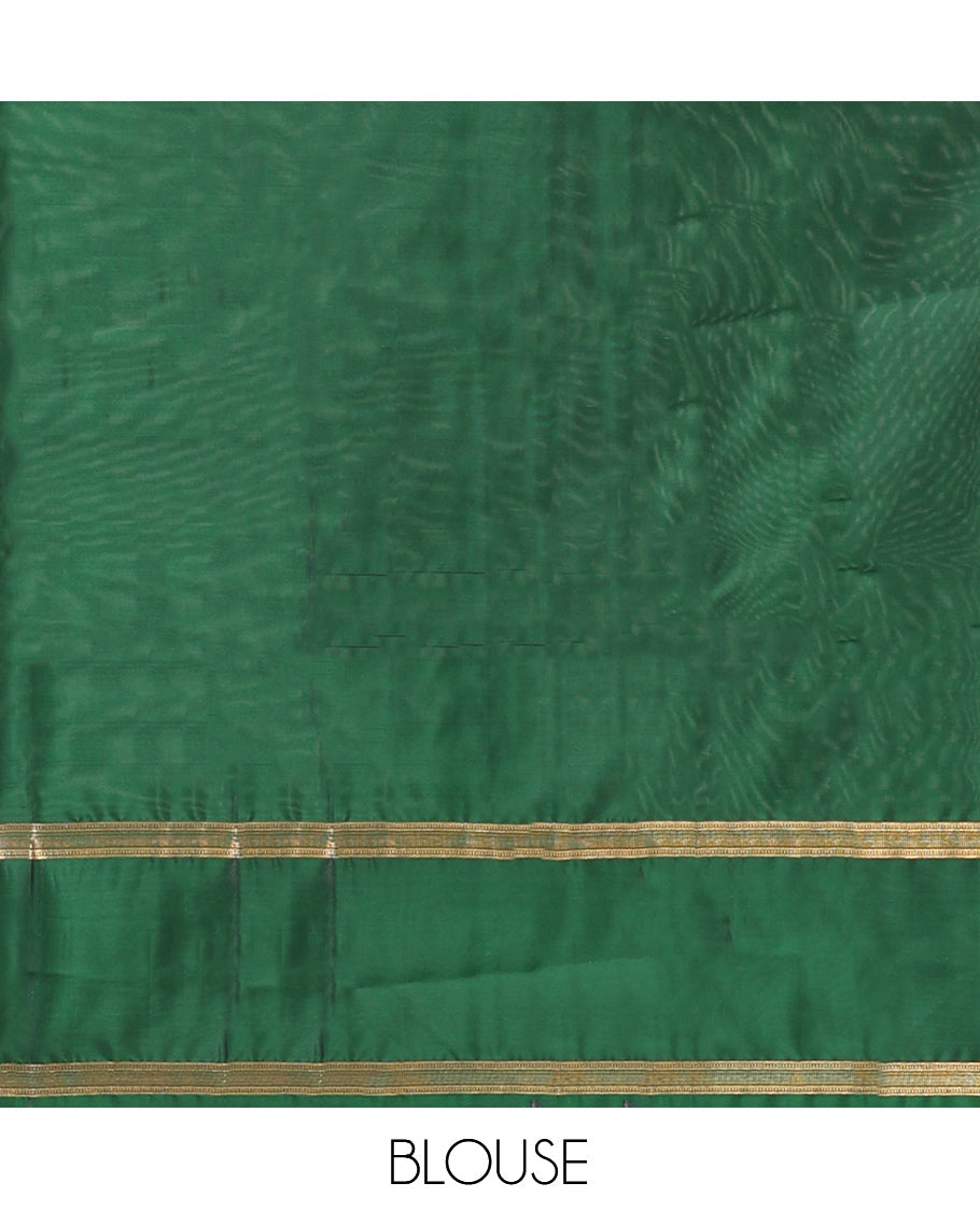 Dark Green Vasundhara Lite Silk Mix Saree