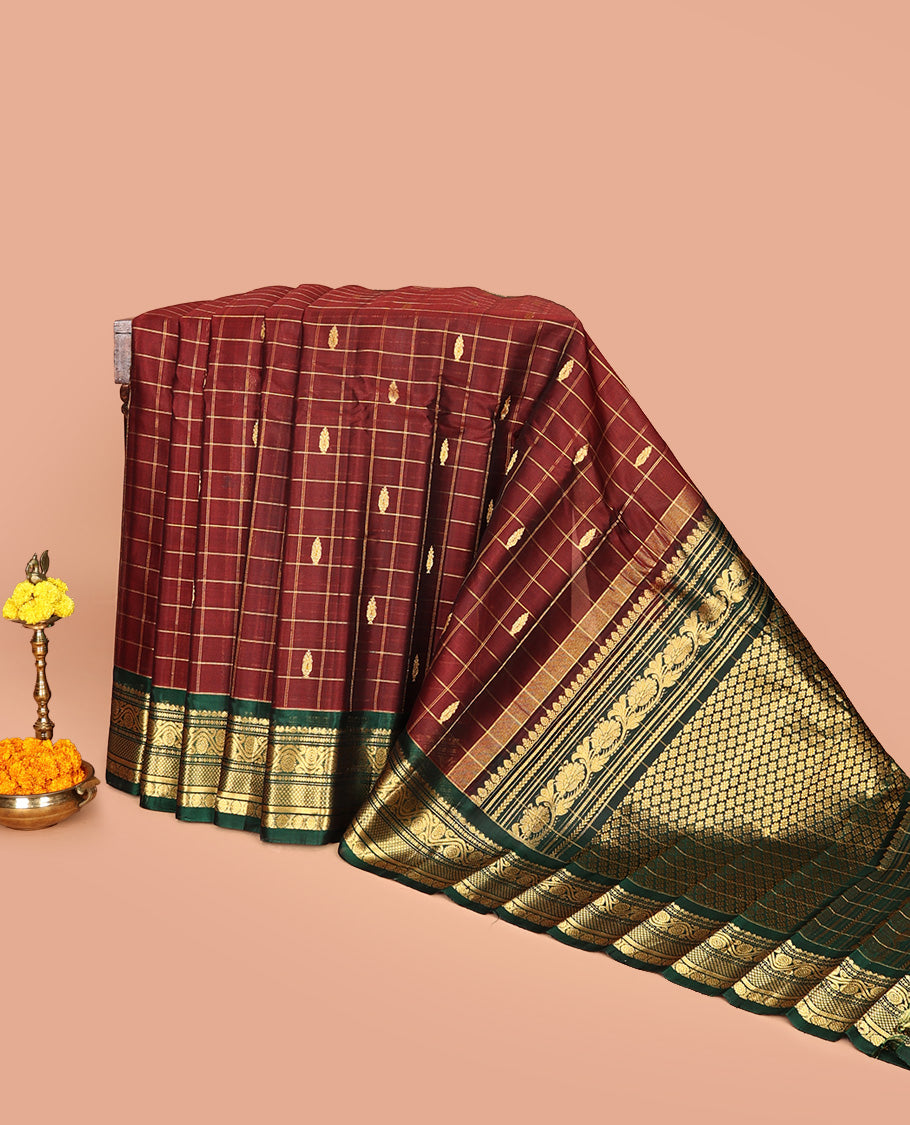 Maroon Gadwal Silk Saree