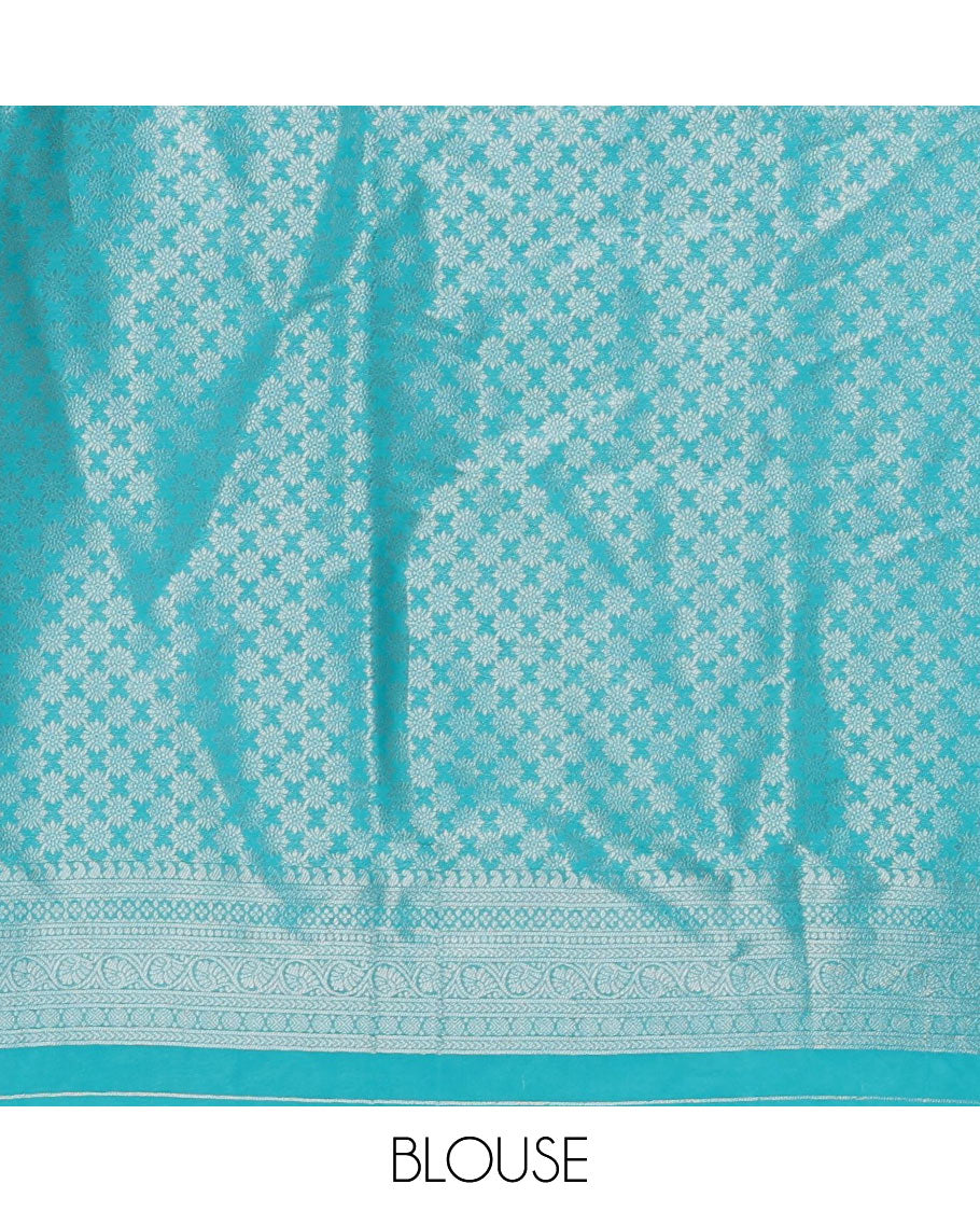 Blue mayil & yaali zari jacquard softy saree, traditional zari border, intricate pallu & matching zari design blouse