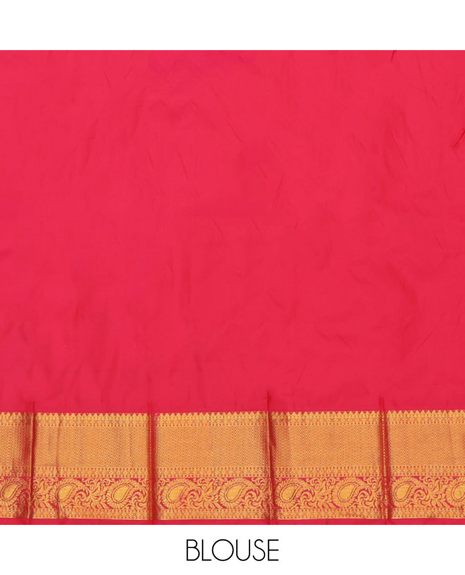 Pink Budget Silk Saree, Graced with Zari Buttas, a Contrast Traditional Zari Border, Grand Pallu, and a Contrast Blouse