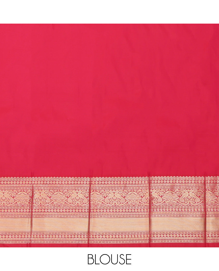 Orange Peacock Butta and Stripes Budget Silk Saree