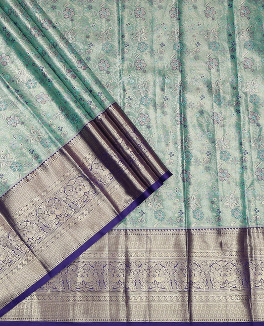 Blue Art Silk Pavadai Material Set
