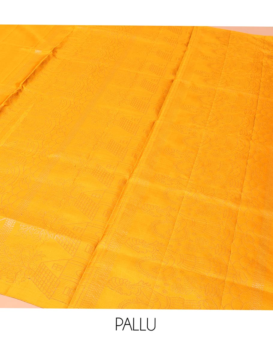 Borderless Orange Mayuri Soft Silk Saree, Sparsely Sparkled with Home Motifs All Over Its Body, Sparsely Woven Pallu of Unique Patterns, and Paired with a Matching Blouse