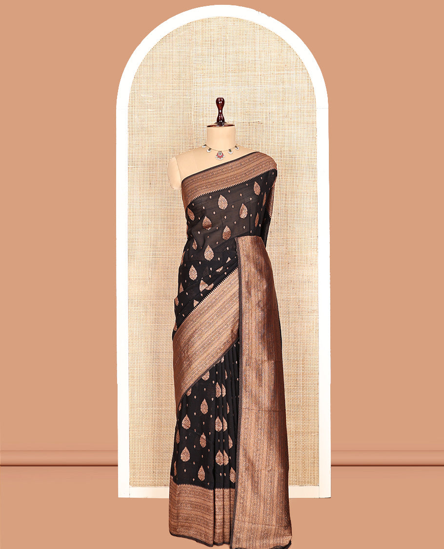 Black Fancy Crepe Saree