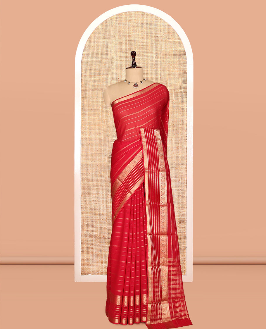 Red Semi Mysore Silk Saree