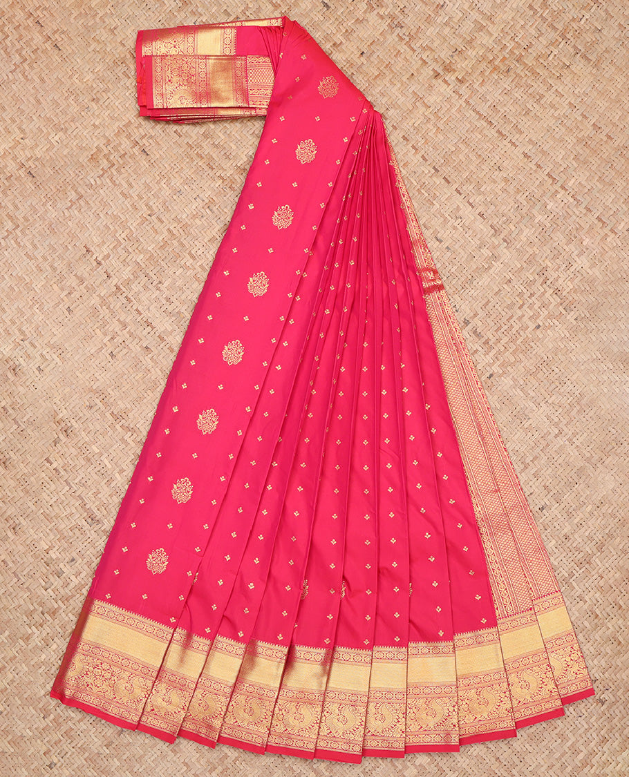 Pink Traditional Zari Butta Budget Silk Saree