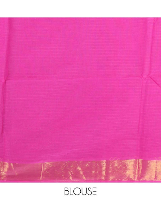 Purple thread vertical striped jute cotton saree, zari border and zari striped pallu