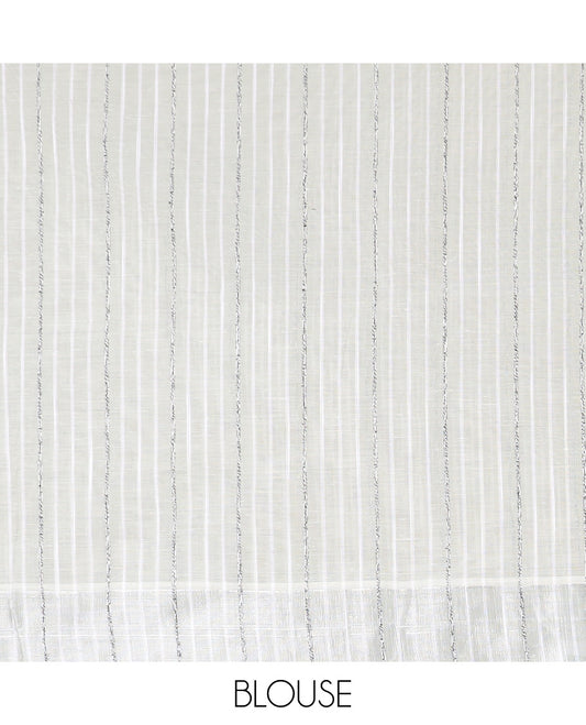 Pastel green hand brushing style colorful floral printed jute cotton saree, zari with printed border, and striped pallu