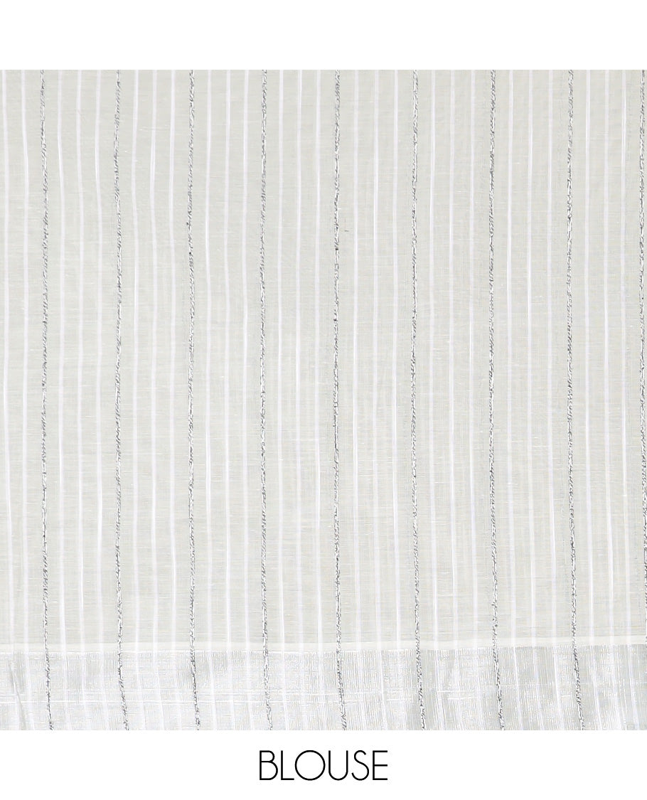 Pastel green hand brushing style colorful floral printed jute cotton saree, zari with printed border, and striped pallu