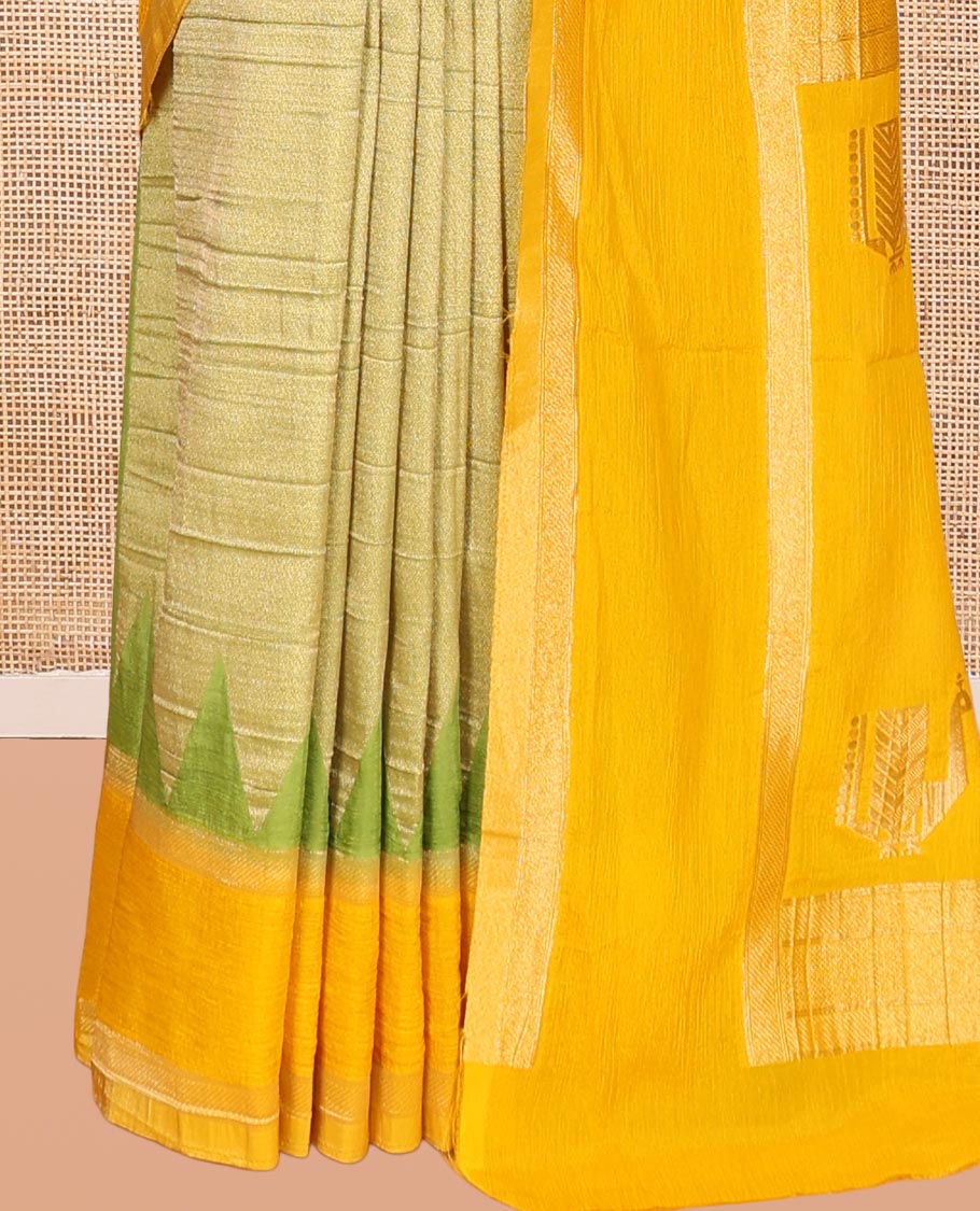Parrot Green Wrinkle Crepe Saree