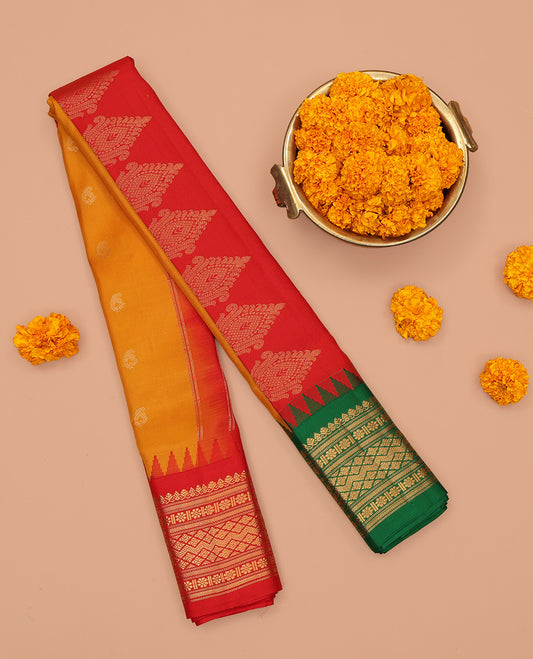Orange Gadwal Silk Saree