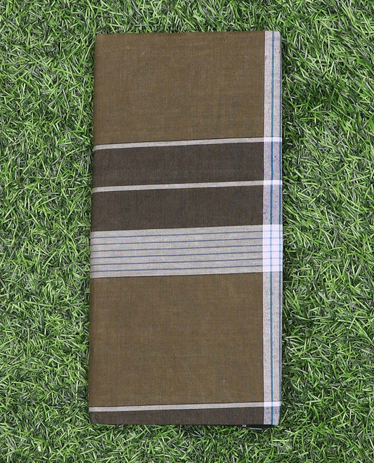 Brown vertical and horizontal striped cozy cotton lungi