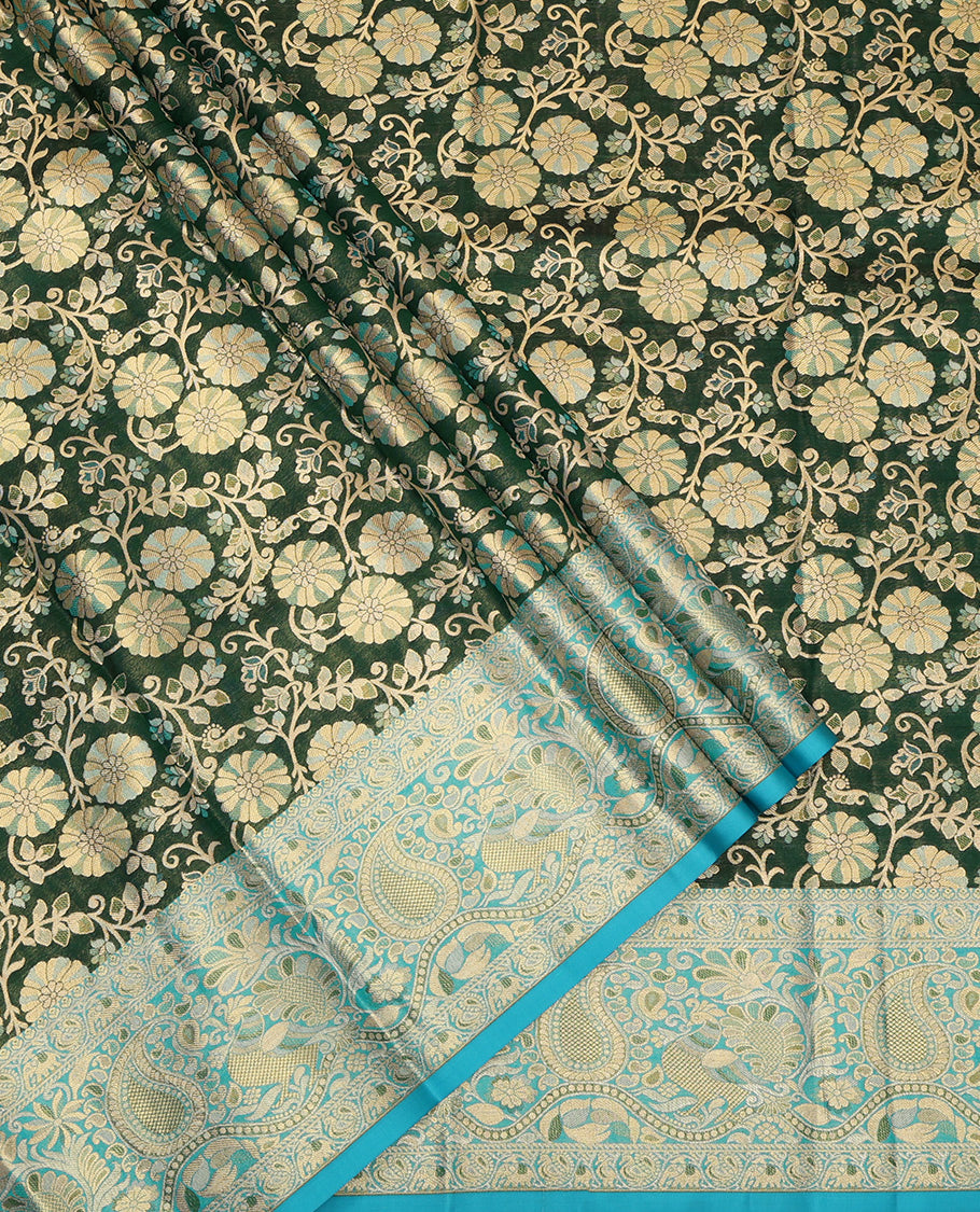 Green Pure Silk Pavadai Material Set
