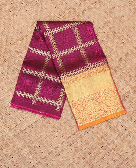 Purple Pure Silk Navarathna Pavadai Material Set