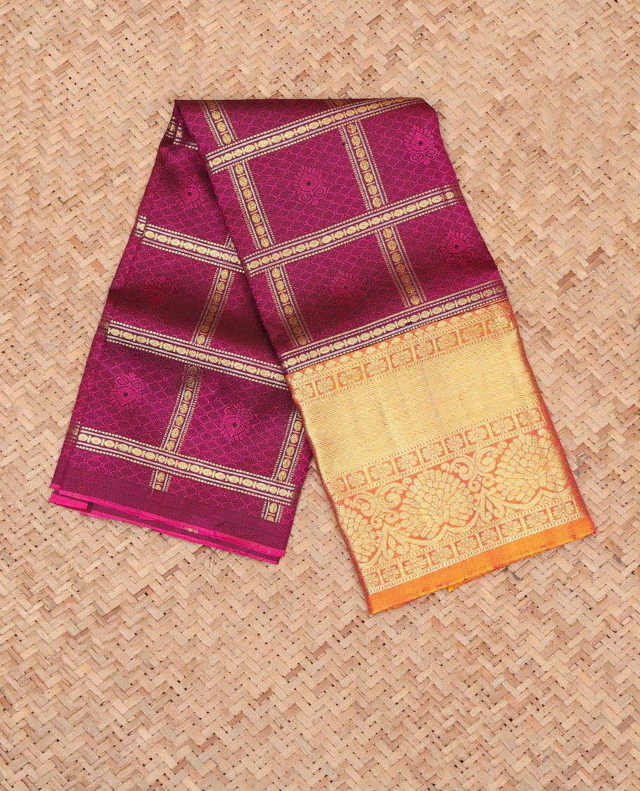 Purple Pure Silk Navarathna Pavadai Material Set