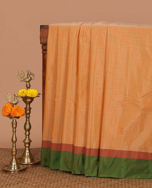 Peach thread butta semi soft silk saree with satin border & lining pallu along with plain blouse