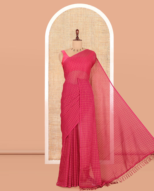 Borderless Magenta Chiffon Saree