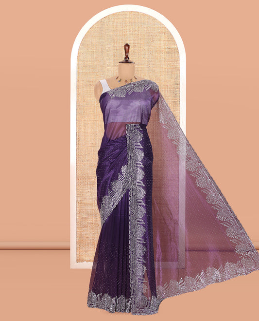 Violet Twill Net Saree