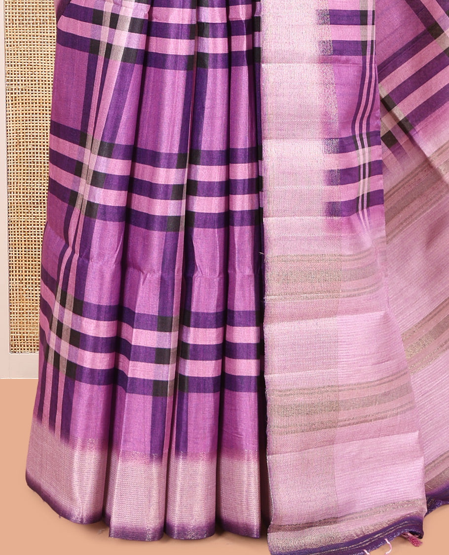 Lavender Fancy Tussar Silk Saree