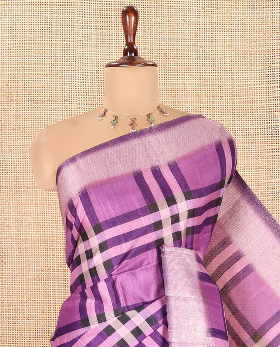 Lavender Fancy Tussar Silk Saree