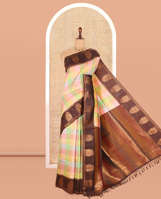 Dark Brown Fancy Softy Silk Saree