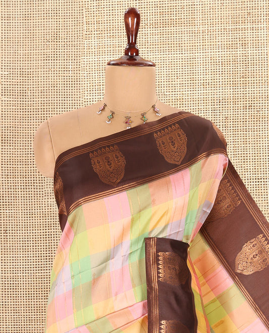 Dark Brown Fancy Softy Silk Saree