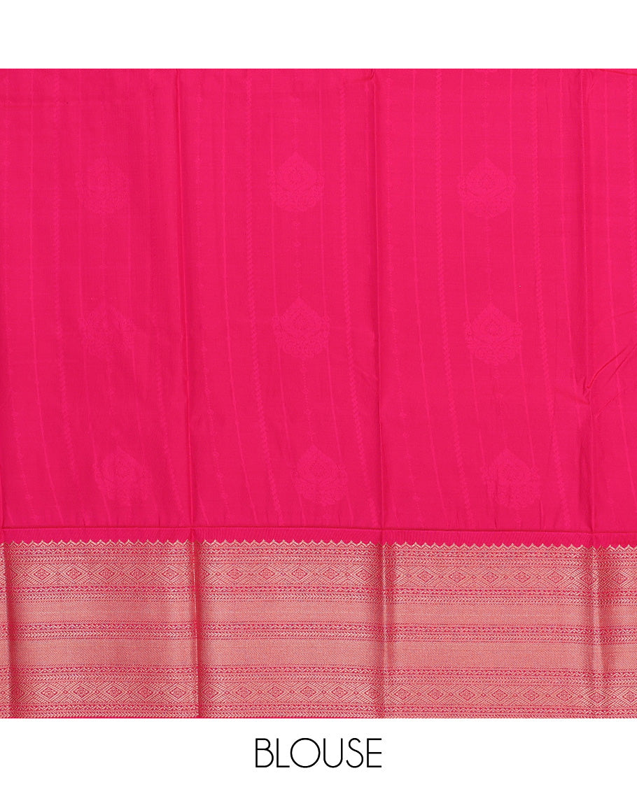 Mango yellow art silk pavadai set, zari design with contrast traditional zari bordered skirt and a contrast zari design blouse