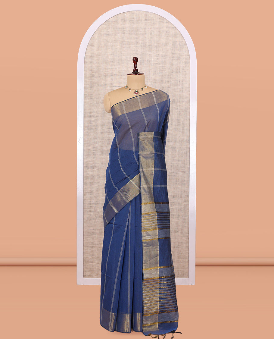 Blue Jute Cotton Saree
