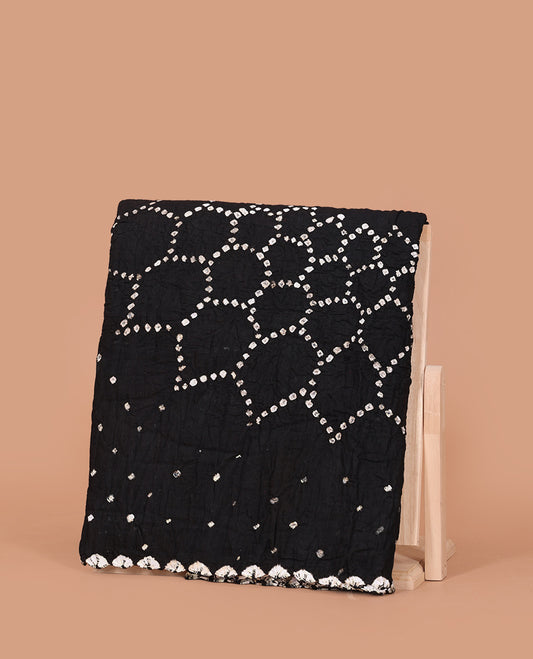 Borderless Black Bandhani Dola Silk Saree