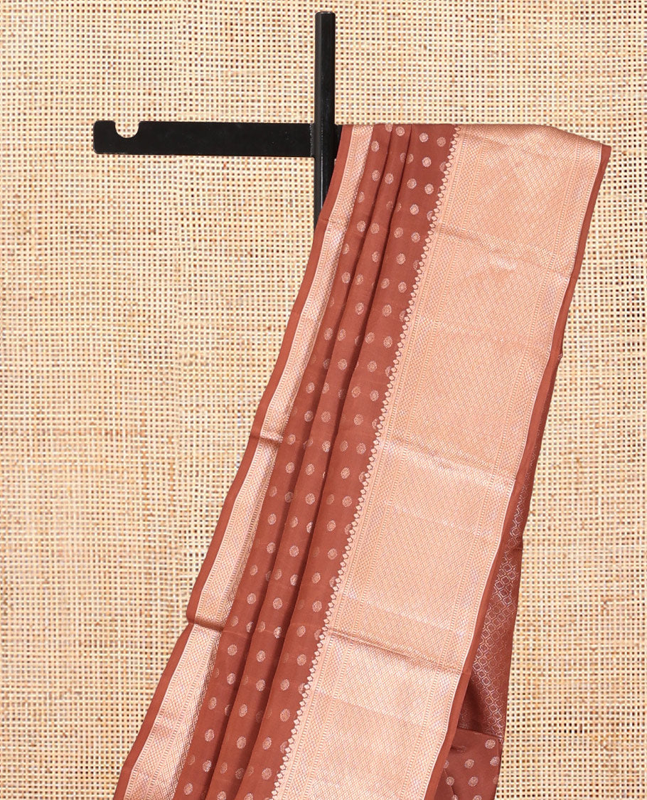 Brown Vasundhara Lite Silk Mix Saree, Bedecked with Zari Buttas, a Traditional Zari Border, Grand Jaal Pallu, and a Matching Blouse