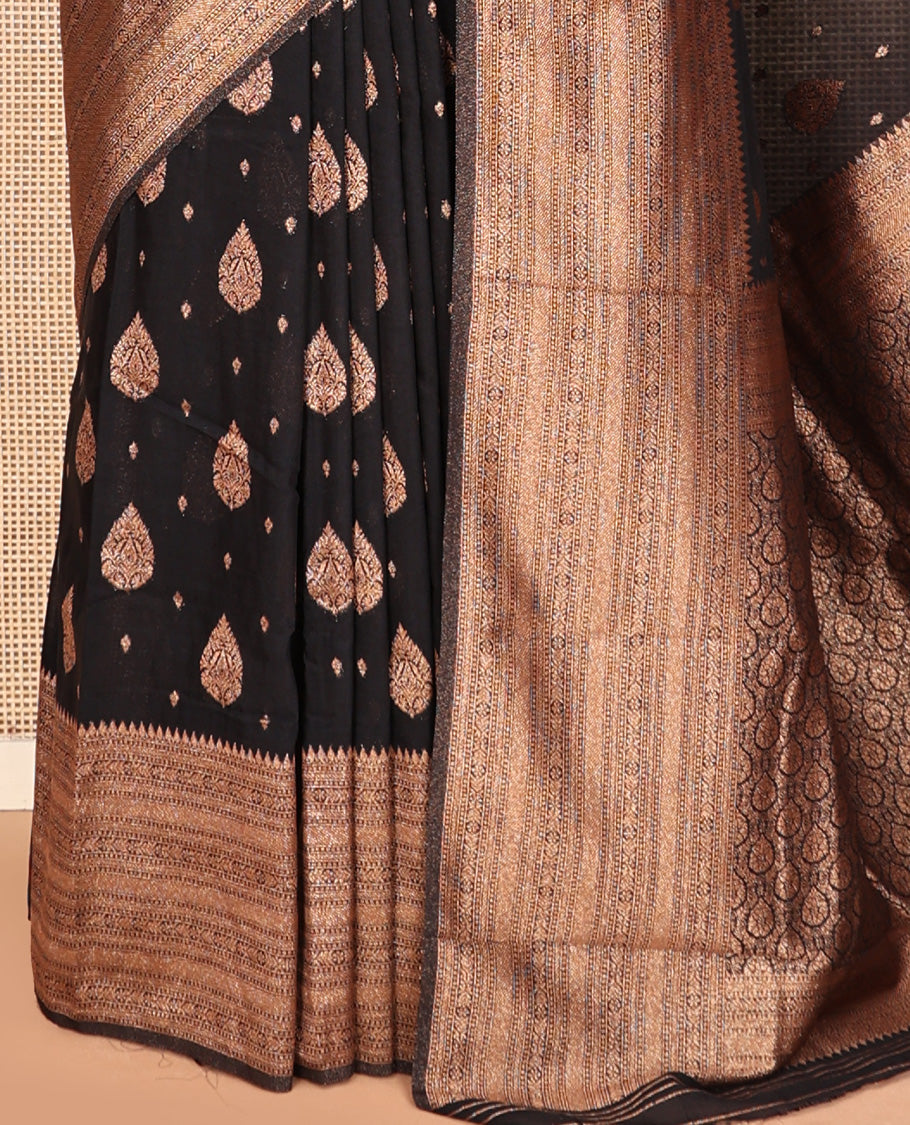 Black Fancy Crepe Saree