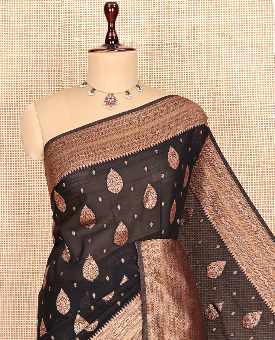 Black Fancy Crepe Saree