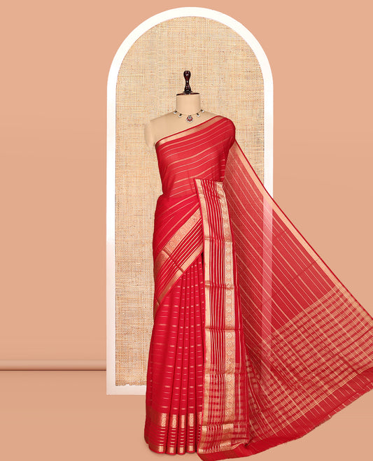 Red Semi Mysore Silk Saree