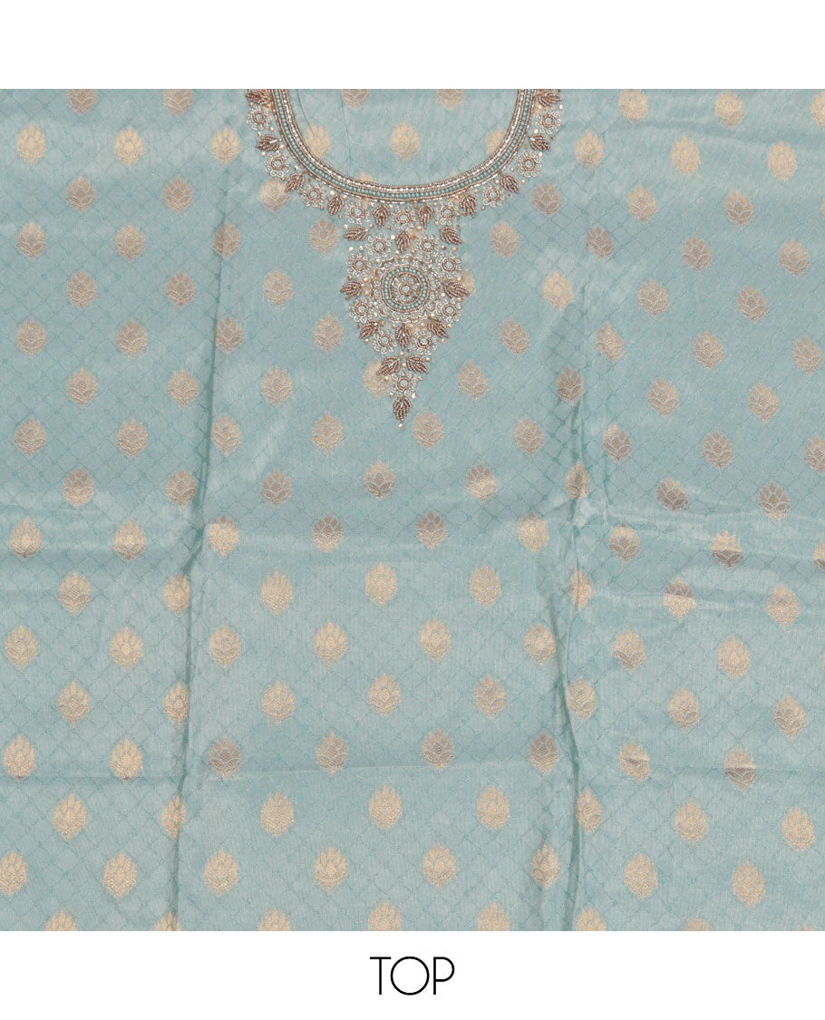 Blue Tissue Material Chudidar Set