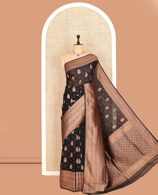 Black Fancy Crepe Saree