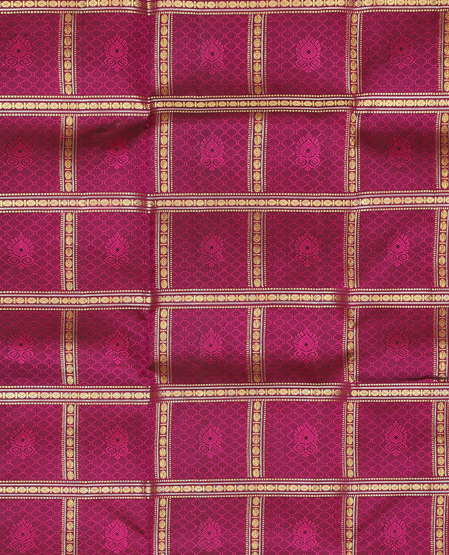 Purple Pure Silk Navarathna Pavadai Material Set