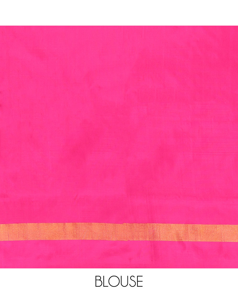 Yellow Plain Uppada Silk Saree, Complemented by a Contrast Plain Border, Plain Pallu, and Paired with a Contrast Blouse