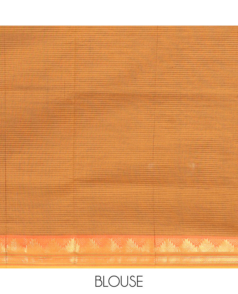 Blue Striped Poly Cotton Saree