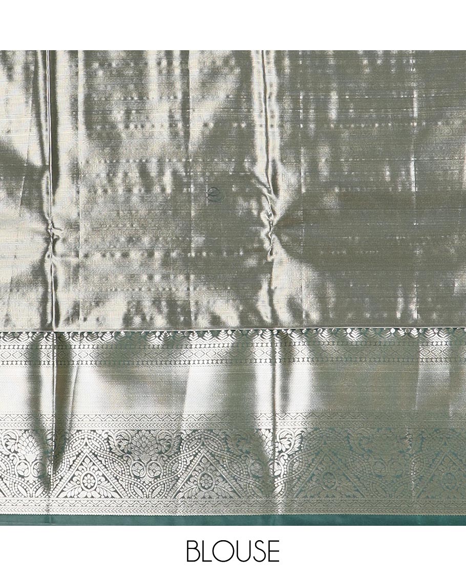 Pastel pink jacquard budget silk saree, contrast traditional zari border, and jaal pallu