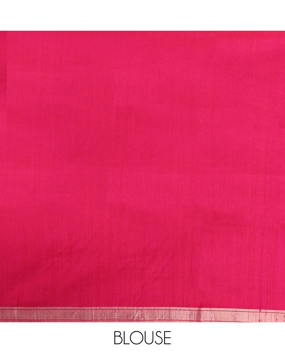 Pink Mayuri Soft Silk Saree, Beautified with Polka-Dot Buttas, a Piping Border, Pallu Steeped with Polka-Dot Designs, and a Matching Blouse