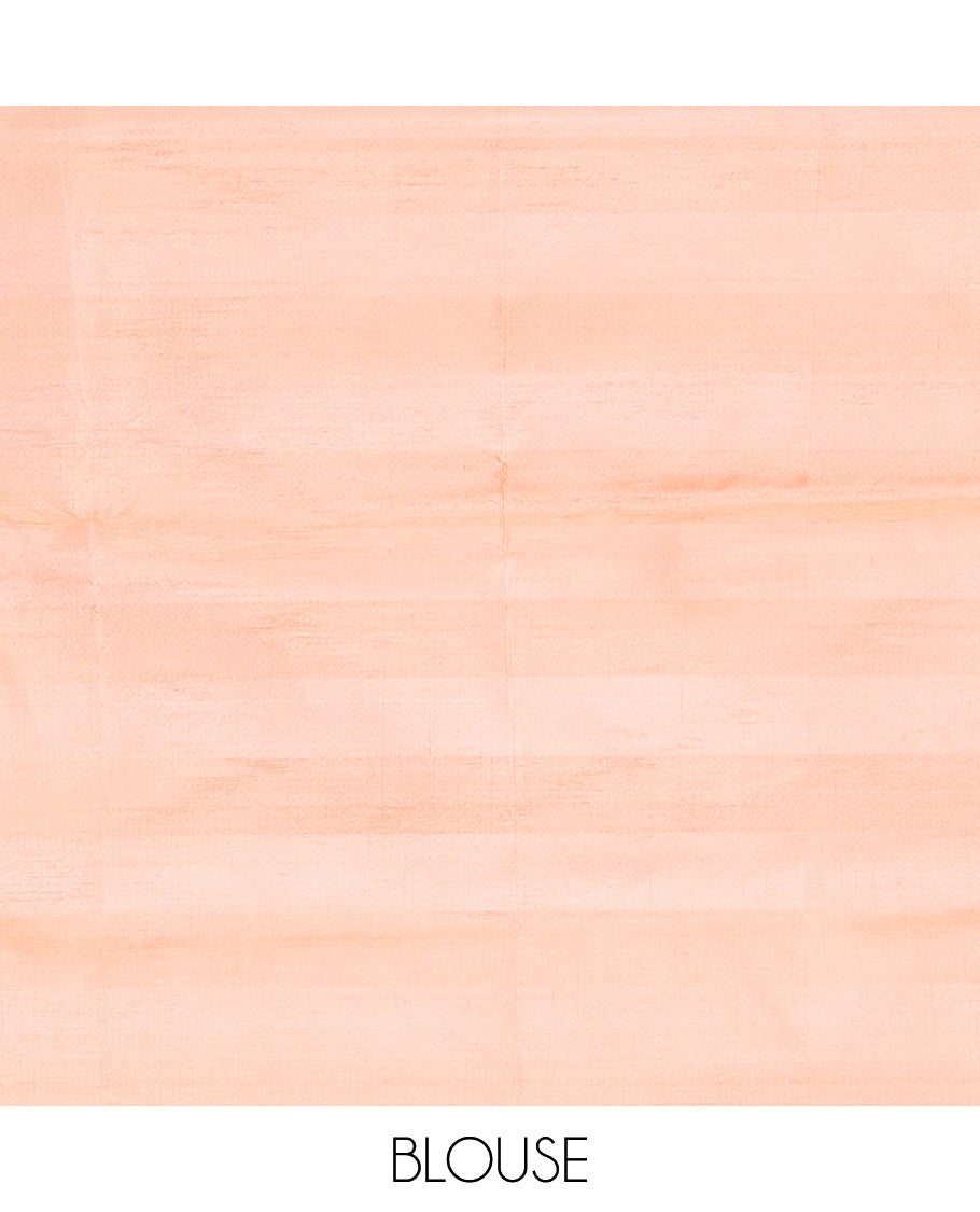 Borderless Multi-Color Checked Banana Pith Saree, Woven with Buttas, a Contrast Pallu of Stripes and Buttas, and a Contrast Blouse