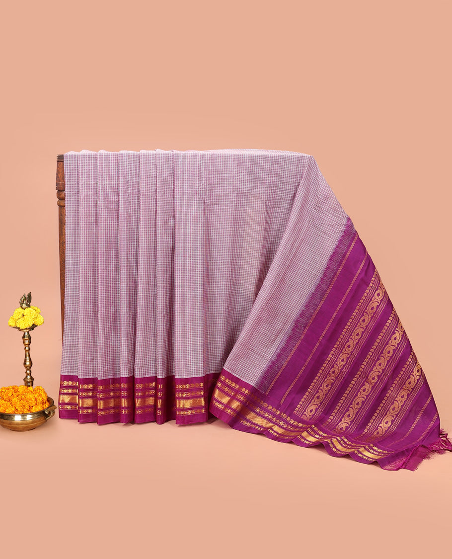Light Purple Gadwal Cotton Saree