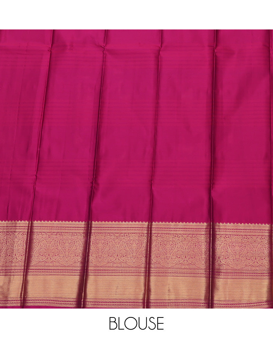 Green Budget Silk Saree, Subtly Sparkled With Zari Butta Enclosed Checks On Its Body, Complemented by Contrast Traditional Zari Designs Woven Border, Grand Pallu and Paired with a Contrast Blouse