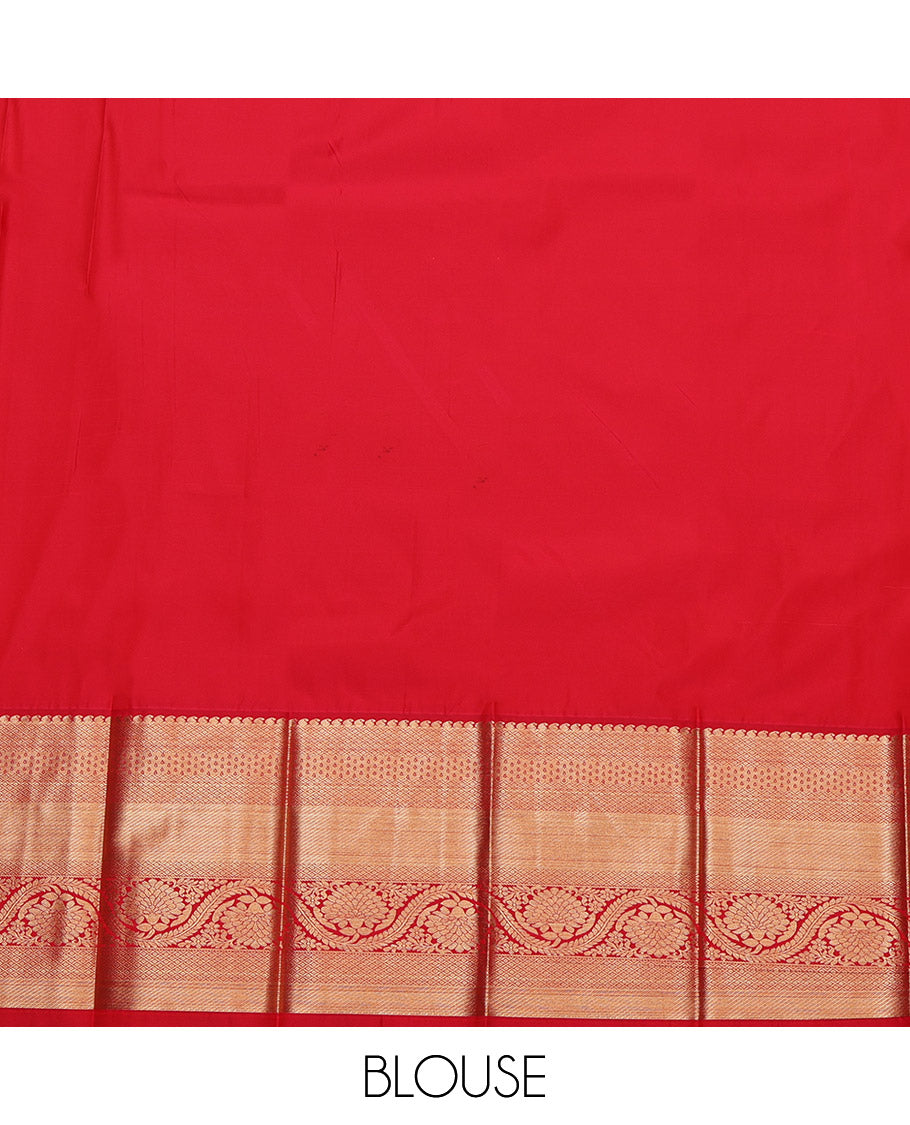 Pink Budget Silk Saree, Subtly Sparkled with Zari Buttas, Complemented by Contrast Tradittional Zari Border, Grand Pallu, and a Contrast Blouse