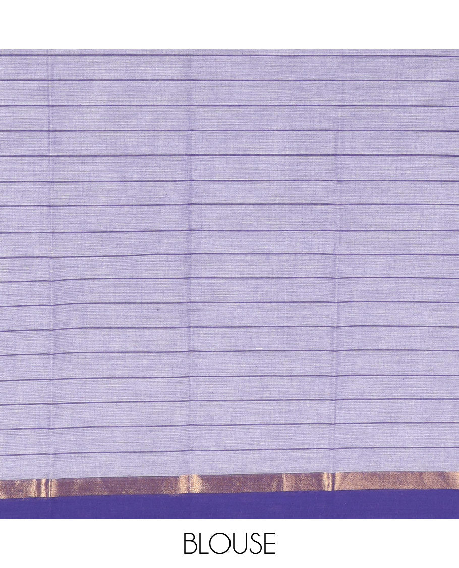 Blue Checked Chirala Cotton Saree, a Contrast Border, Striped Pallu, and a Matching Blouse