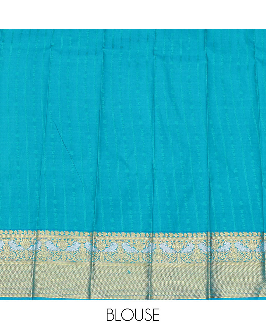 Sandal Budget Silk Saree, Subtly Sparkled with Zari Buttas on Its Body, Complemented by a Contrast Traditional Zari Design Border, Pallu of Jaal Design, and Paired with a Contrast Blouse