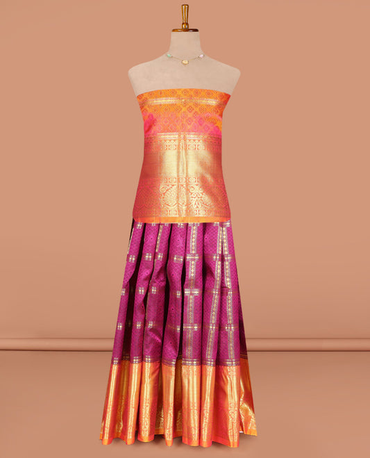 Purple Pure Silk Navarathna Pavadai Material Set