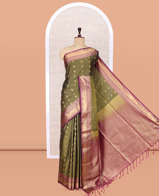 Green Zari Traditional Border Budget Silk Saree