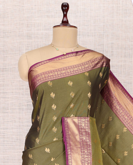 Green Zari Traditional Border Budget Silk Saree