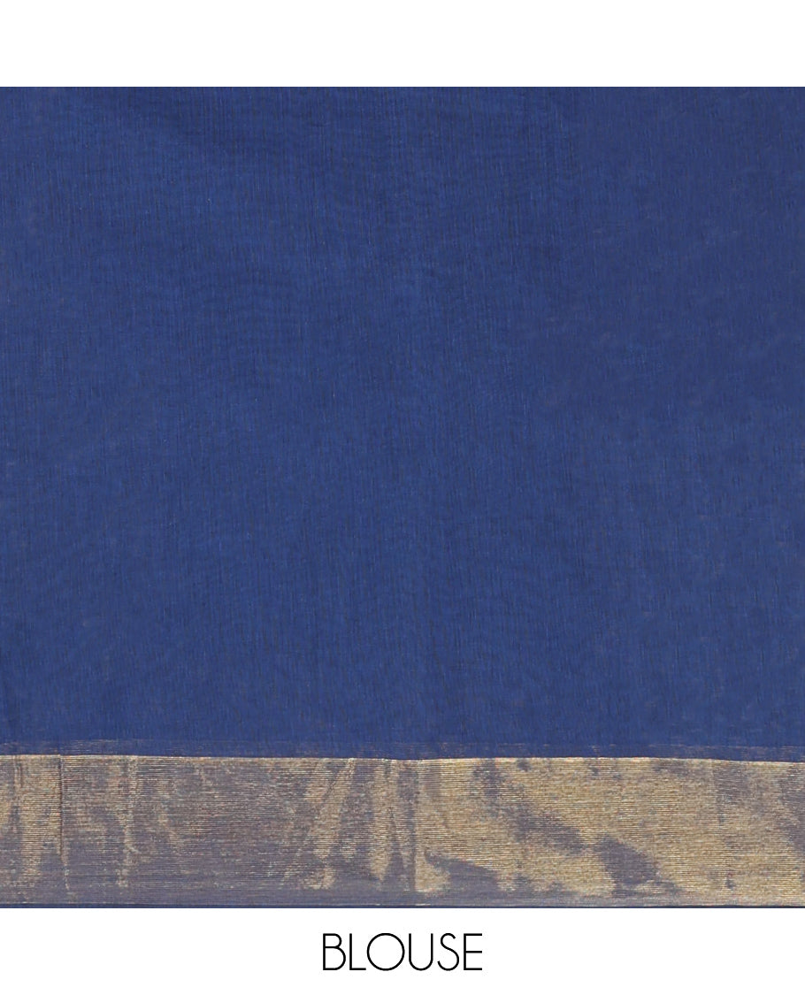 Blue Jute Cotton Saree